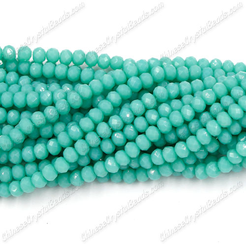130Pcs 3x4mm Chinese rondelle crystal beads, opaque Turquoise 3 - Click Image to Close