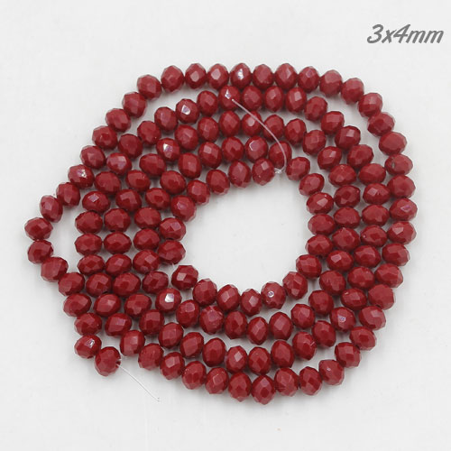 130Pcs 3x4mm Chinese rondelle crystal beads,dark red velvet - Click Image to Close