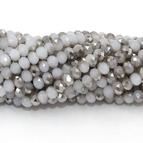 4x6mm Chinese Crystal Rondelle Beads,white jade and half gray light, about 95 Pcs - Click Image to Close