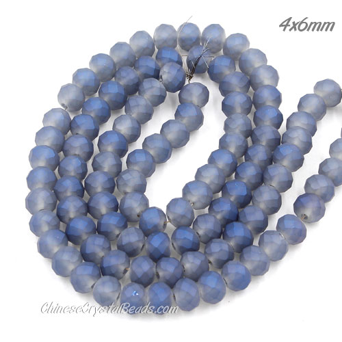 4x6mm Rondelle Crystal Beads Strand, Matte magic blue, about 95 Pcs - Click Image to Close