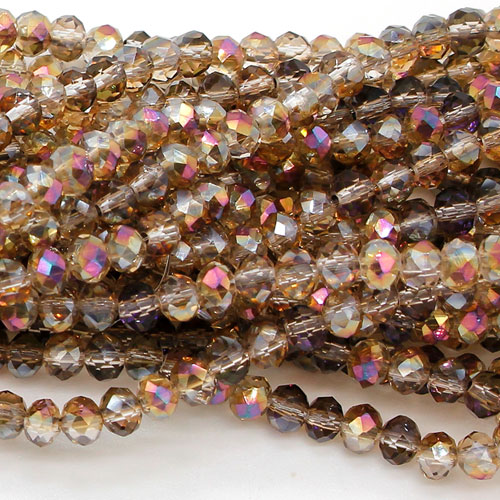 4x6mm Rondelle Crystal beads, amber and purple light, about 95 Pcs - Click Image to Close