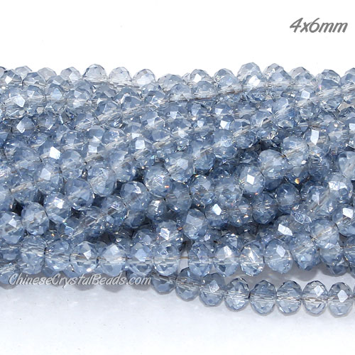 4x6mm Chinese Crystal Rondelle Beads, blue gray light, about 95 Pcs - Click Image to Close