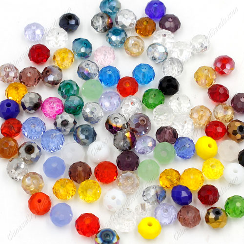 4x6mm Multi Chinese Crystal Rondelle Beads about 95 beads - Click Image to Close