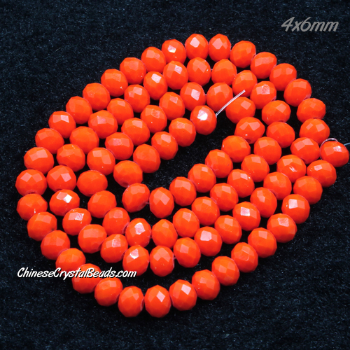 4x6mm Opaque orange Crystal Rondelle Beads about 95 beads - Click Image to Close