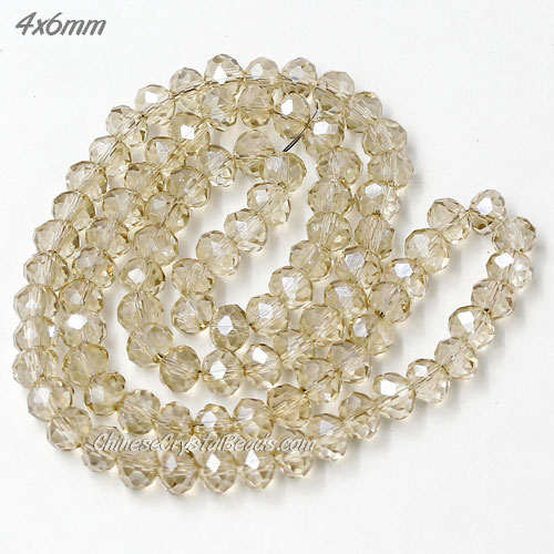 4x6mm Chinese Crystal Rondelle Bead Strand, silver shadow, about 95 Pcs - Click Image to Close