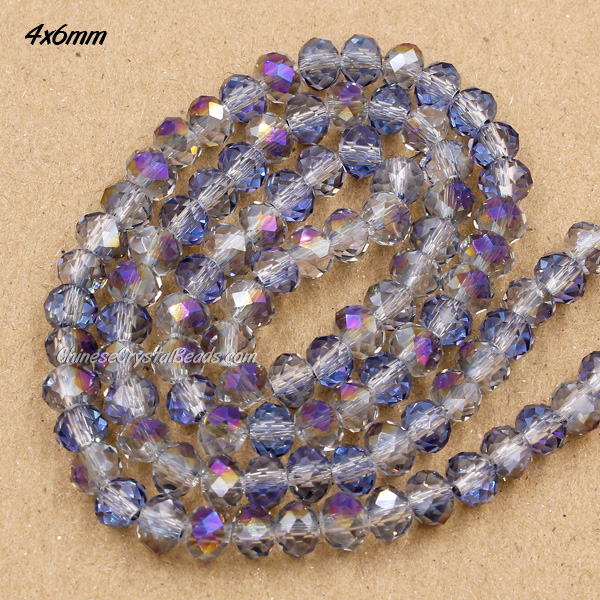 4x6mm half purple light Chinese Crystal Rondelle Beads about 95 Pcs - Click Image to Close