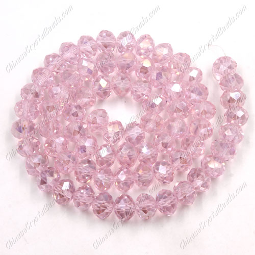 4x6mm Lt. Pink AB Crystal Rondelle Beads about 95 beads - Click Image to Close