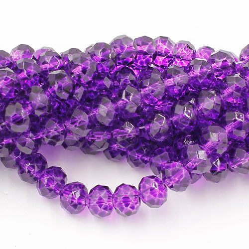 6x8mm rondelle crystal beads, paint violet color, 70 beads - Click Image to Close