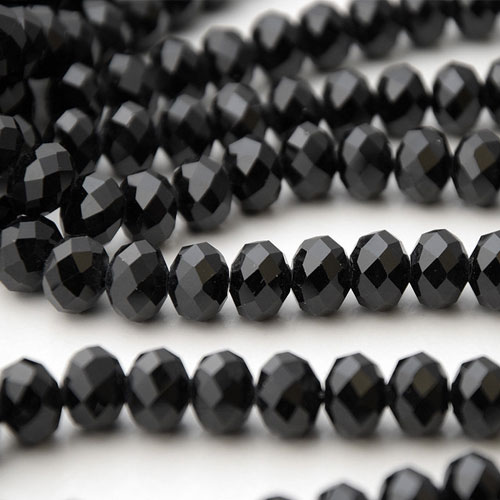 Chinese Crystal Rondelle Strand, black, 6 x8mm, about 72 beads - Click Image to Close