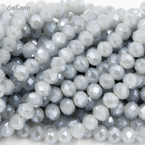 Chinese Crystal Rondelle Bead Strand, gray and blue jade, 6x8mm , about 72 beads - Click Image to Close