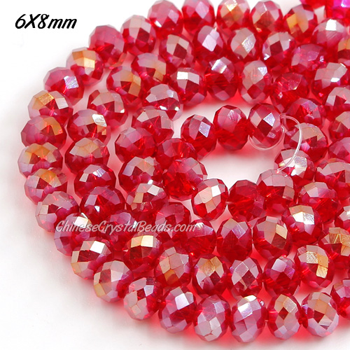 6x8mm Chinese Crystal Rondelle beads, siam AB, about 70 beads - Click Image to Close