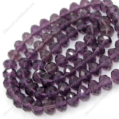 Chinese Crystal Rondelle Bead Strand, violet, 6x8mm , about 72 beads - Click Image to Close