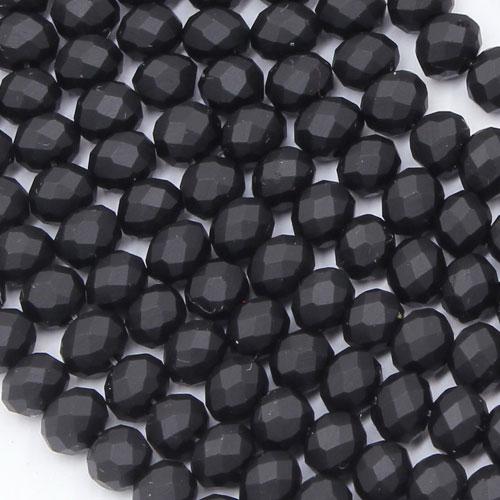 6x8mm matte rondelle crystal beads black color 70 beads - Click Image to Close