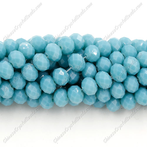 Chinese Crystal Bead Strand, Opaque turquoise, 6x8mm, about 72 beads - Click Image to Close