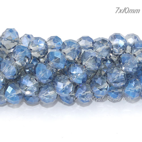 70Pcs 8x10mm Chinese Crystal Rondelle Strand, Magic Blue - Click Image to Close