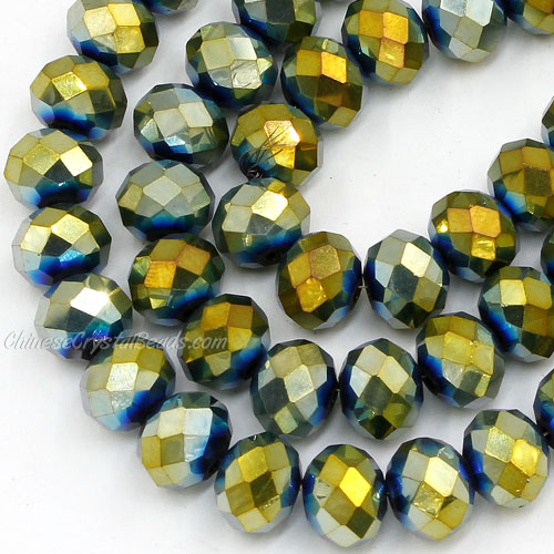 70Pcs 8x10mm Chinese Crystal Rondelle Beads Strand, Green Light - Click Image to Close