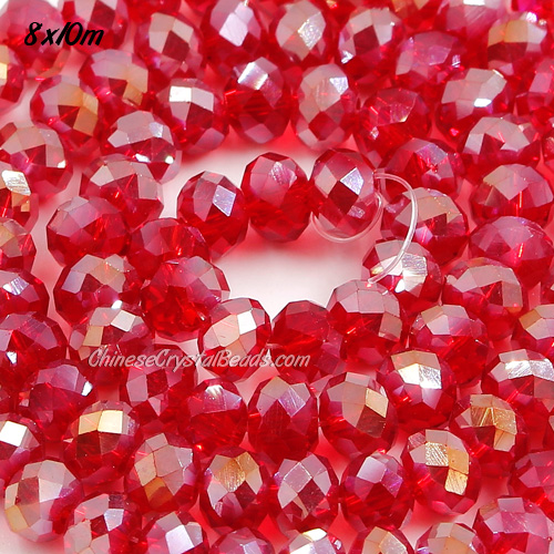 8x10mm Chinese Crystal Rondelle Beads, Siam AB about 70 pieces - Click Image to Close
