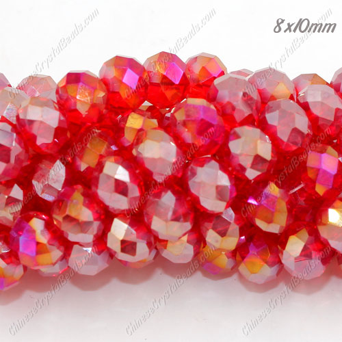70 pieces 8x10mm Chinese Crystal Rondelle Strand, Light siam AB - Click Image to Close