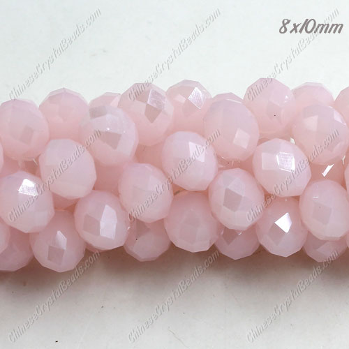 70 pieces 8x10mm 35Pcs Chinese Crystal Rondelle Strand, Pink jade - Click Image to Close