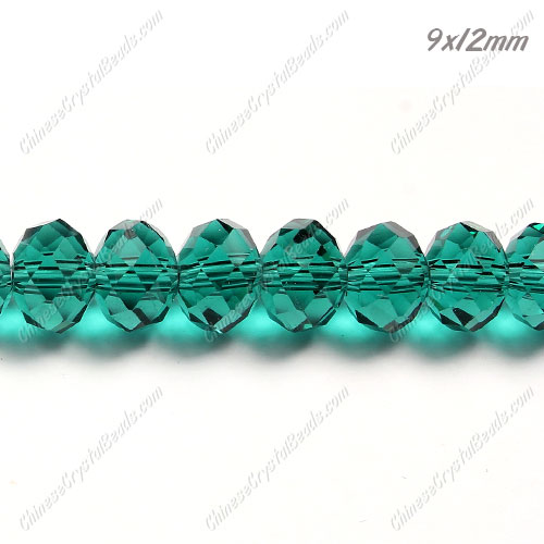 Chinese Crystal Rondelle Bead Strand, Emerald, 9x12mm, about 36 beads - Click Image to Close