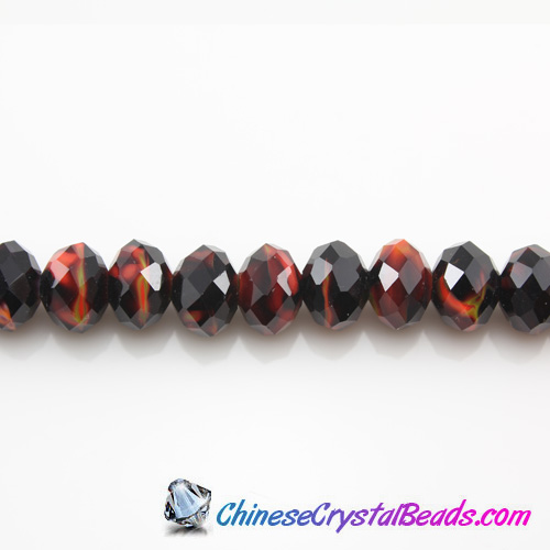 Millefiori Chinese Crystal Rondelle Bead Strand,black Multi Color 8x10mm,20 beads - Click Image to Close