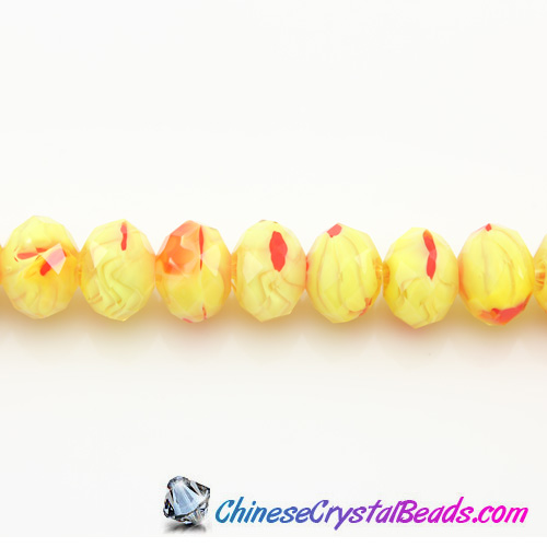 20Pcs Millefiori Chinese Crystal Rondelle Bead Strand,yellow/red ,9x12mm - Click Image to Close