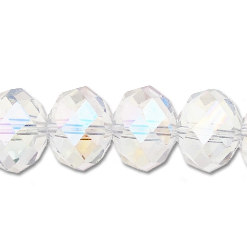 Crystal Large Rondelle Bead Strand, Clear AB, 12 x 16mm, 10 beads - Click Image to Close