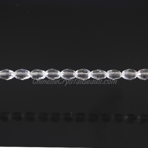 Chinese Crystal Faceted Barrel Strand, clear, 4x6mm, 70 beads - Click Image to Close