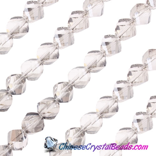 10mm Chinese Crystal Helix Bead Strand, Silver shade, 20 beads - Click Image to Close