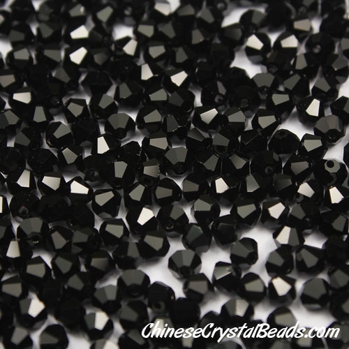 700pcs Chinese Crystal 4mm Bicone Beads, black, AAA quality - Click Image to Close