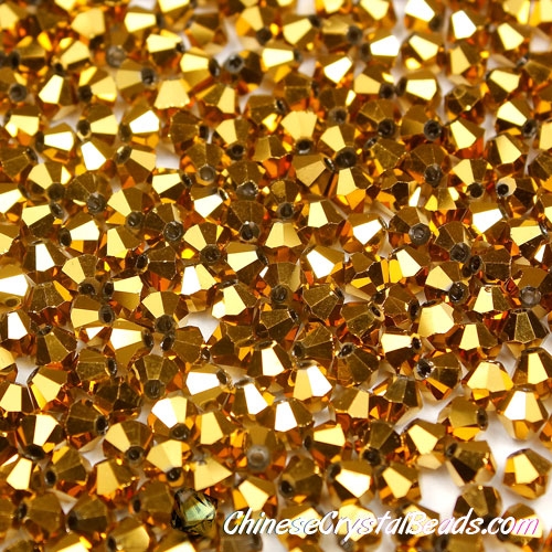 700pcs Chinese Crystal 4mm Bicone Beads,Gold, AAA quality - Click Image to Close