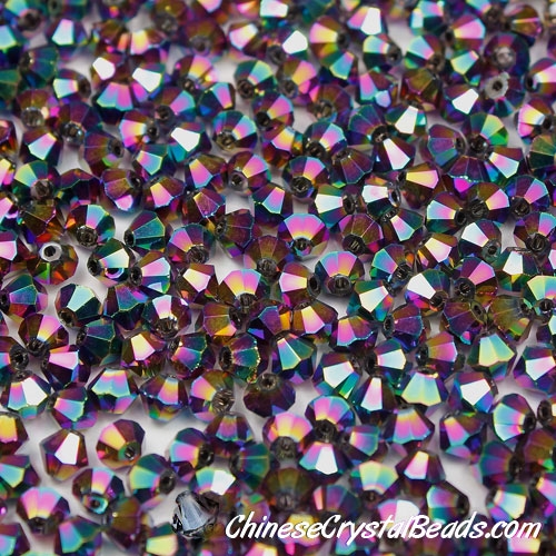 700pcs Chinese Crystal 4mm Bicone Beads,Metallic Rainbown, AAA quality - Click Image to Close