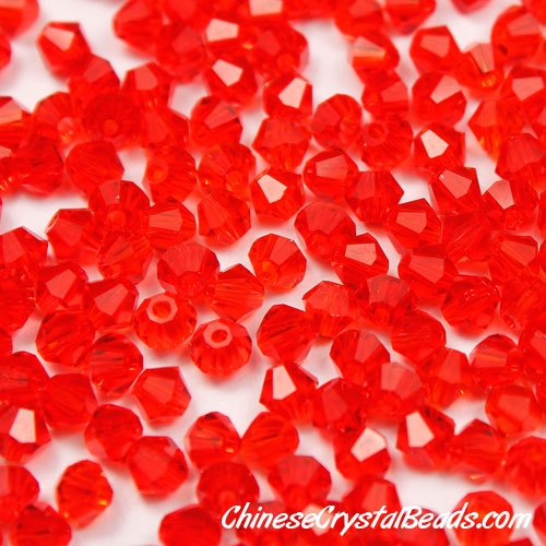 700pcs Chinese Crystal 4mm Bicone Beads,Lt.Siam, AAA quality - Click Image to Close