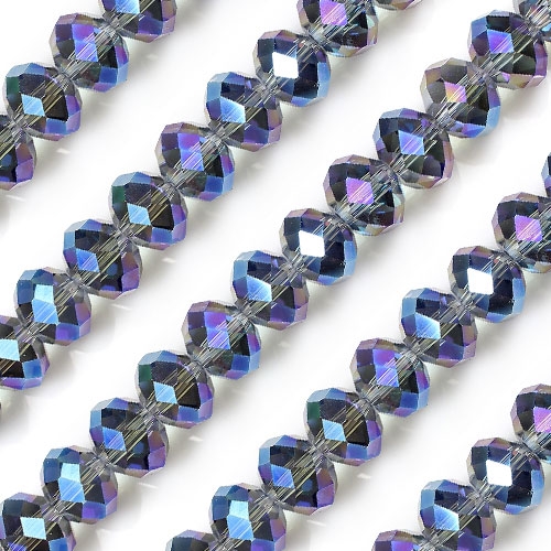 70Pcs 8x10mm Chinese Crystal Rondelle Bead Strand, Blu_ray - Click Image to Close