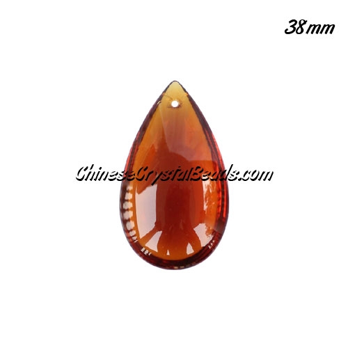 38x22mm Crystal beads Curtain drop Smooth surface pendant, coffee - Click Image to Close