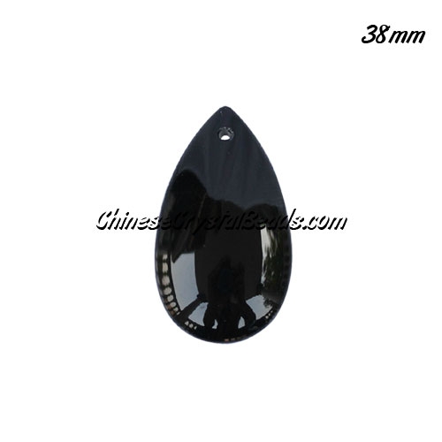 38x22mm Crystal beads Curtain drop Smooth surface pendant, black, hole: 1.5mm - Click Image to Close