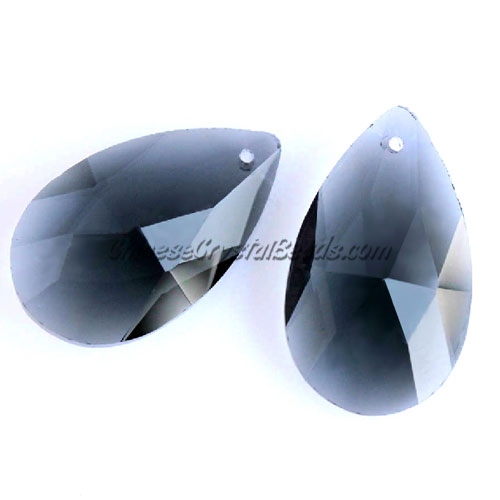 38x22mm Crystal beads Faceted Teardrop Pendant, Black Diamond, hole: 1.5mm - Click Image to Close
