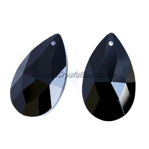 38x22mm Crystal beads Faceted Teardrop Pendant, Black, hole: 1.5mm - Click Image to Close