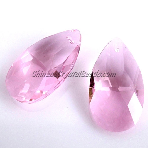38x22mm Crystal beads Faceted Teardrop Pendant, pink, hole: 1.5mm - Click Image to Close