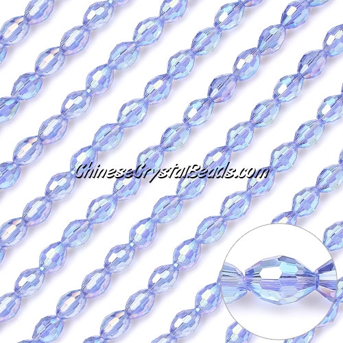 Chinese Barrel Shaped crystal beads,Lt.sapphire AB, 4X6MM, 72 Beads - Click Image to Close