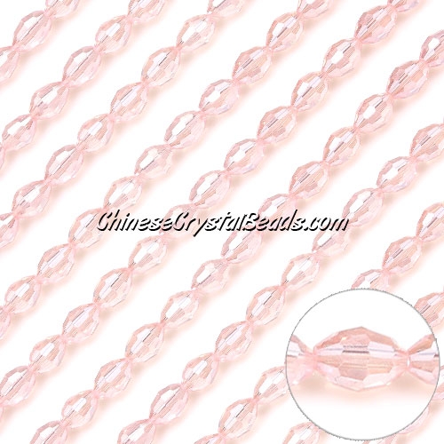 Chinese Barrel Shaped crystal beads,Pink AB, 4X6MM, 72 Beads - Click Image to Close