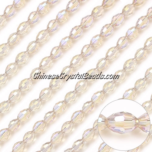 Chinese Barrel Shaped crystal beads,S. Champagne AB, 4x6mm, about 72 Beads - Click Image to Close