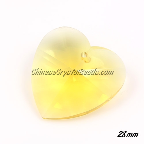 Chinese Crystal 28mm Heart Pendant/Bead, Yellow - Click Image to Close