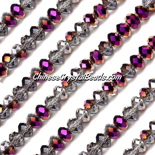 4x6mm Half purple light chinese crystal Rondelle beads about 95 beads - Click Image to Close