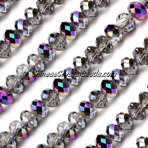 chinese crystal Rondelle bead Strand, 6x8mm, Half Rainbow, about 72 beads - Click Image to Close