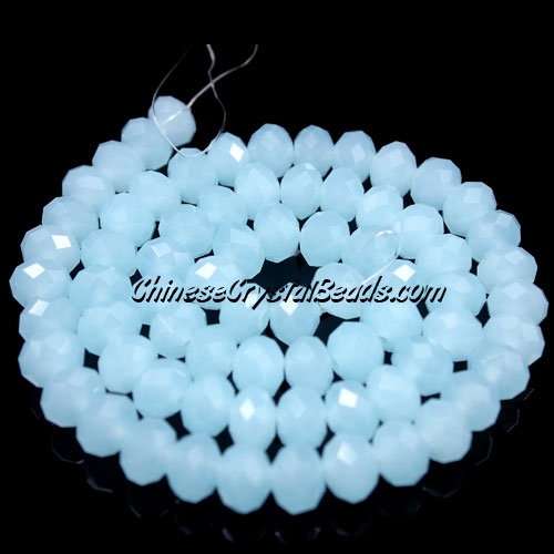 Chinese Crystal Long Rondelle Strand, 6x8mm, opal blue jade , about 72 beads - Click Image to Close
