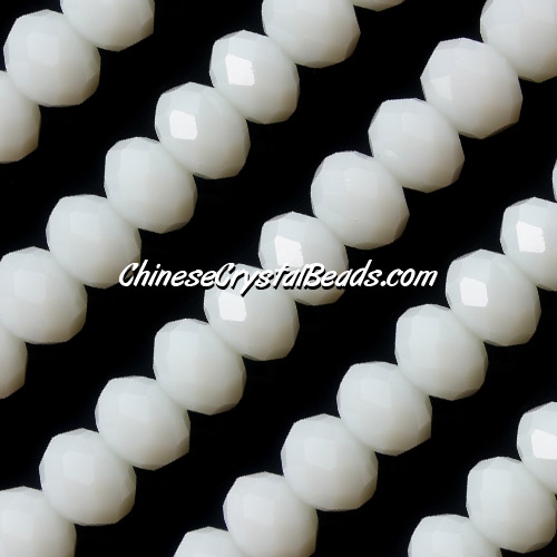70 pieces 8x10mm 70Chinese Crystal Rondelle beads Strand, opaque White Linen - Click Image to Close