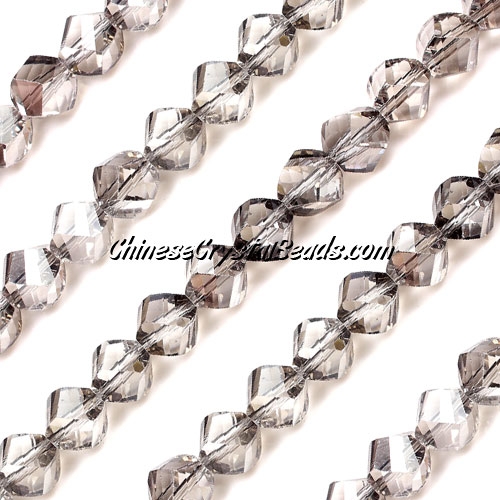 8mm Chinese Crystal Helix Bead Strand, Silver Shade, 25 beads - Click Image to Close