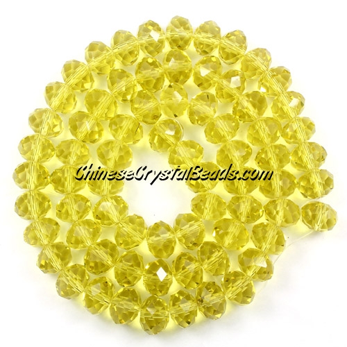 70Pcs 8x10mm crystal rondelle beads strand, Lemon - Click Image to Close