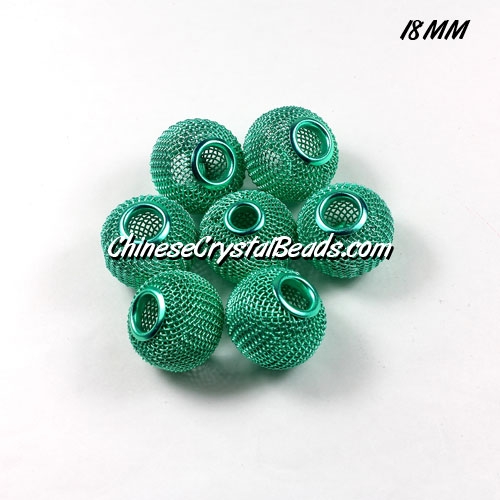 18mm Emerald Mesh Bead, Basketball Wives, 12 pieces - Click Image to Close